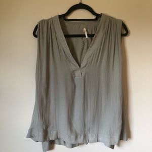 FREE PEOPLE FADED GREEN SLEEVELESS BLOUSE